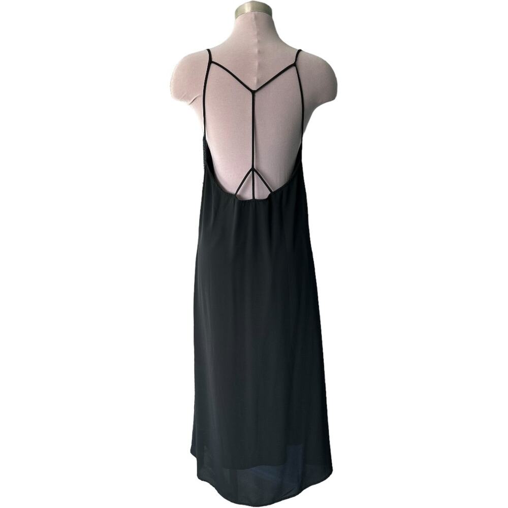 NWOT Nasty Gal V Front Black Open, Strappy Back Woven Midi Dress Size Medium